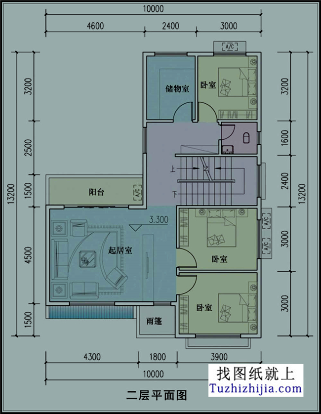 150平方米徽派新農村三層別墅建筑設計圖紙帶外觀,10X15米