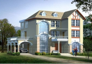 135平方米三層農村別墅建筑圖紙及外觀圖14X12米