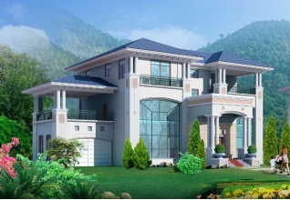 330平方米豪華歐式農(nóng)村三層別墅建筑圖及效果圖26X19米