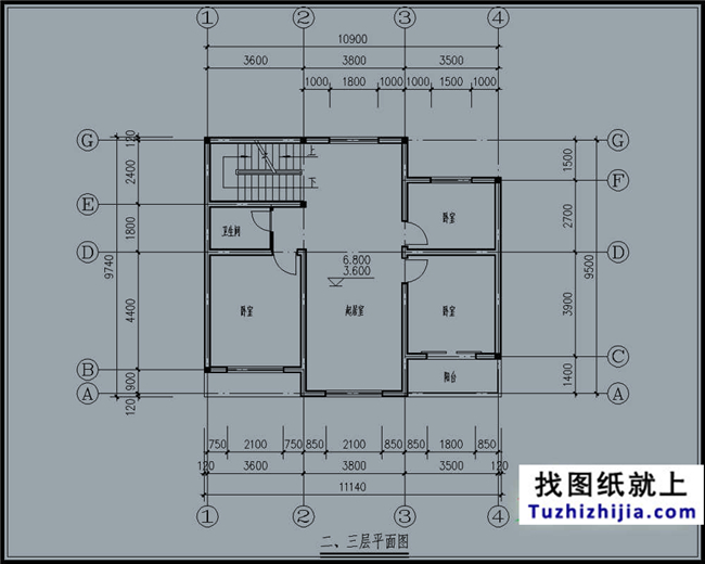 100平方米農村三層小戶型別墅設計施工圖紙及效果圖,11X10米