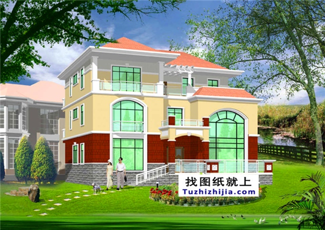 280平方米非常洋氣的三層別墅戶型設計建筑圖紙,16x18米