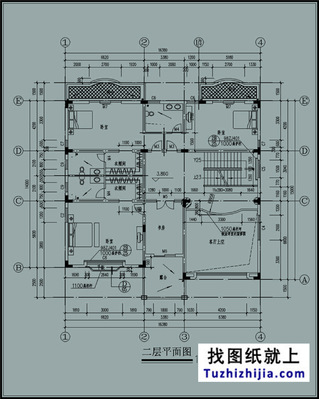 280平方米非常洋氣的三層別墅戶型設計建筑圖紙,16x18米