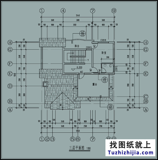 120平方米新農村全套三層別墅設計圖紙及外觀圖,12X11米
