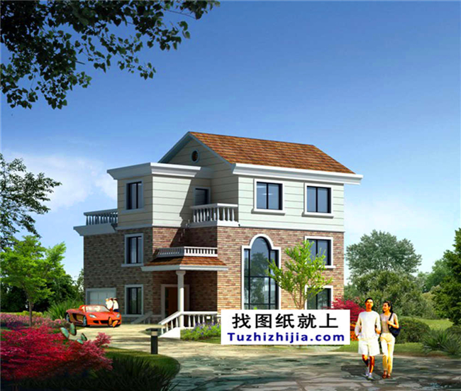 120平方米農村漂亮三層別墅施工設計建筑圖紙,12x11米