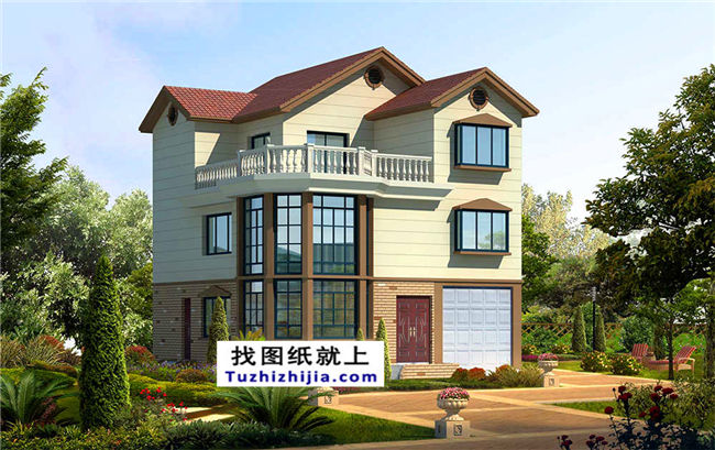 150平方米帶車庫的三層自建別墅施工圖紙,12X13米