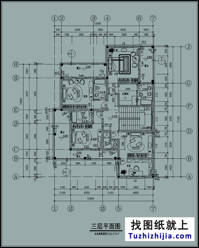 200平方米端莊大氣辦公別墅三層房屋設計圖紙帶外觀效果圖,13x15米