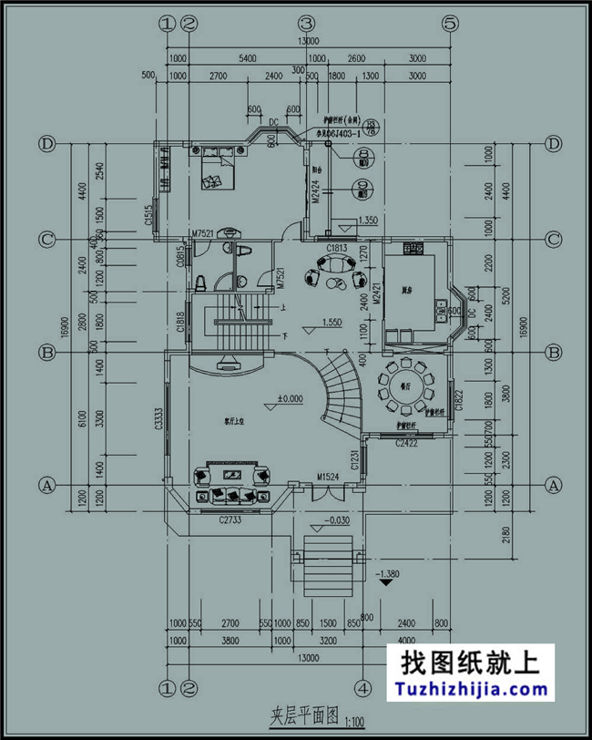 180平方米三層豪華別墅農村房屋設計施工圖紙,14X17米