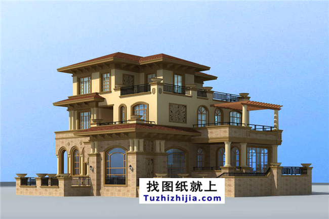 180平方米農(nóng)村三層豪華別墅設(shè)計(jì)圖紙及效果圖,17X18米