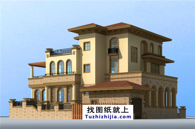 180平方米農(nóng)村三層豪華別墅設(shè)計(jì)圖紙及效果圖,17X18米