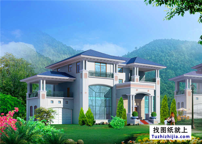 330平方米豪華歐式農村三層別墅建筑圖及效果圖,26X19米