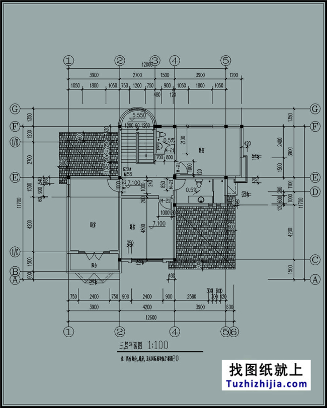140平方米地中海風(fēng)格農(nóng)村三層別墅施工圖紙帶效果圖,12X12米