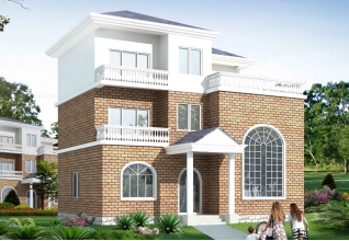 120平方米湖南新農(nóng)村三層別墅設(shè)計(jì)圖紙帶效果圖11x11米