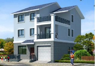 120平方米福建帶車庫的新農村三層自建別墅設計圖11x11米