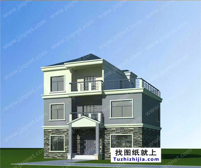 125平方米新農(nóng)村三層自建別墅施工設(shè)計(jì)圖，13x10米