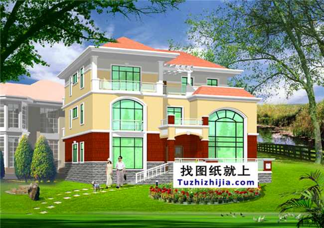 240平方米大氣實用農村三層別墅設計施工圖紙,16x15米