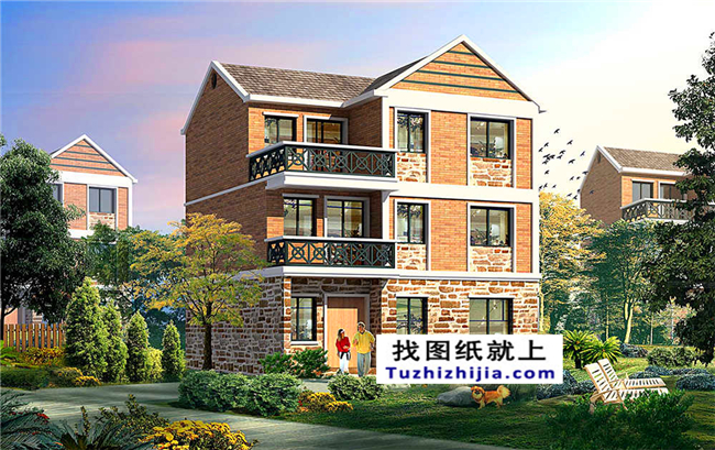 100平方米地中海風格農村三層別墅建筑設計圖紙,10X10米