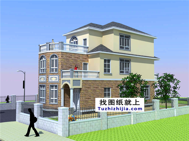 110平方米農(nóng)村三層別墅設(shè)計施工建筑圖紙,16X7米