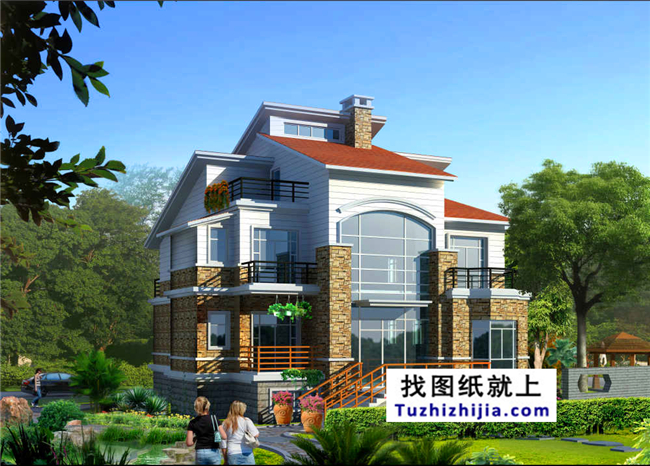 180平方米農村三層別墅建筑設計圖及外觀圖,13x14米