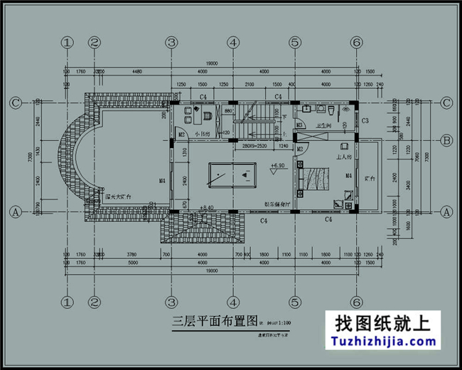 130平方米新農村三層別墅建筑施工圖及效果圖,19X9米