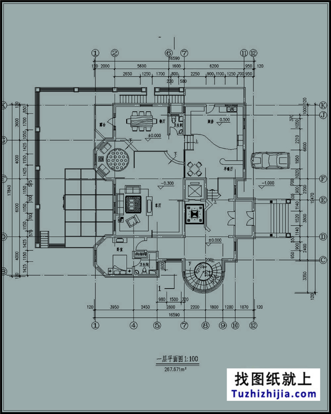 265平方米三層奢華地中海風格別墅設計圖紙,16x17米