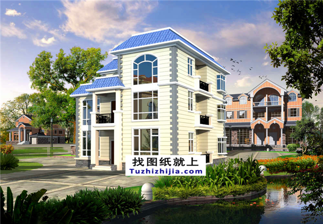 145平方米平屋頂農(nóng)村三層自建別墅設(shè)計(jì)圖紙帶效果圖,11x13米