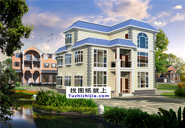 145平方米平屋頂農(nóng)村三層自建別墅設(shè)計(jì)圖紙帶效果圖,11x13米