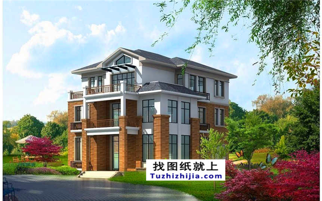 造價:26萬左右新農村帶閣樓的三層別墅施工圖紙,10*14米120平方米