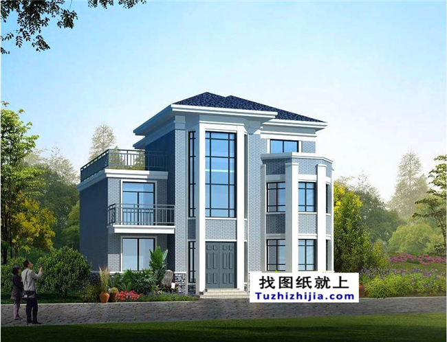 造價:28萬,新農村三層別墅施工圖紙及效果圖,12X12米140平方米