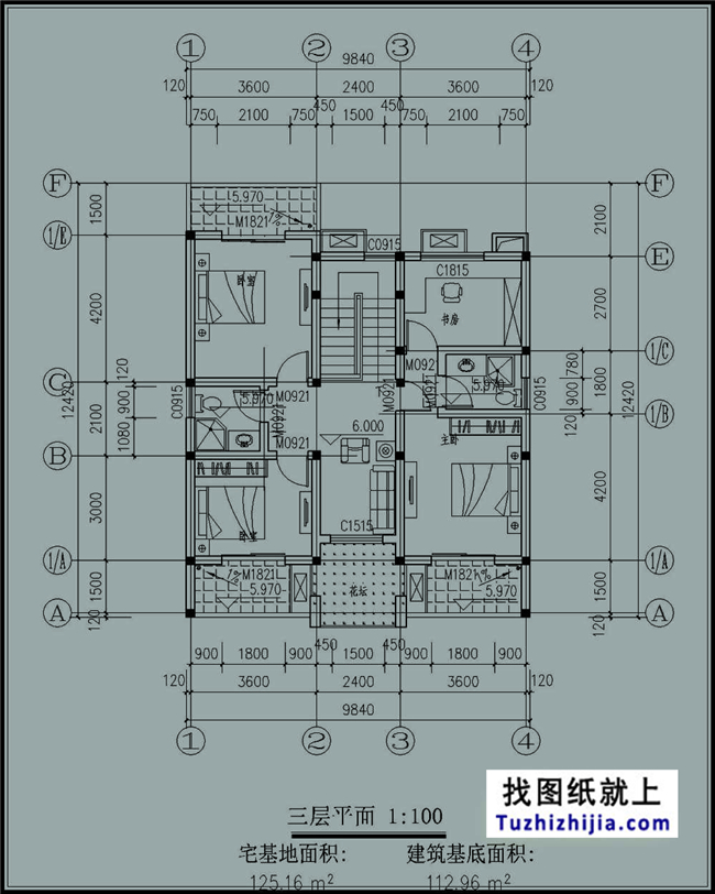 造價:22萬,115平方米三層地中海風格農村別墅設計圖紙,10x12米