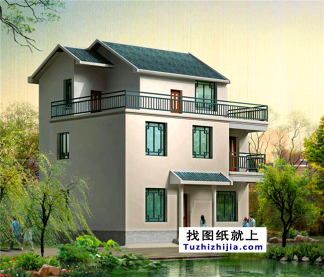 造價:20萬,100平方米新農村別墅設計圖及效果圖,10X10米