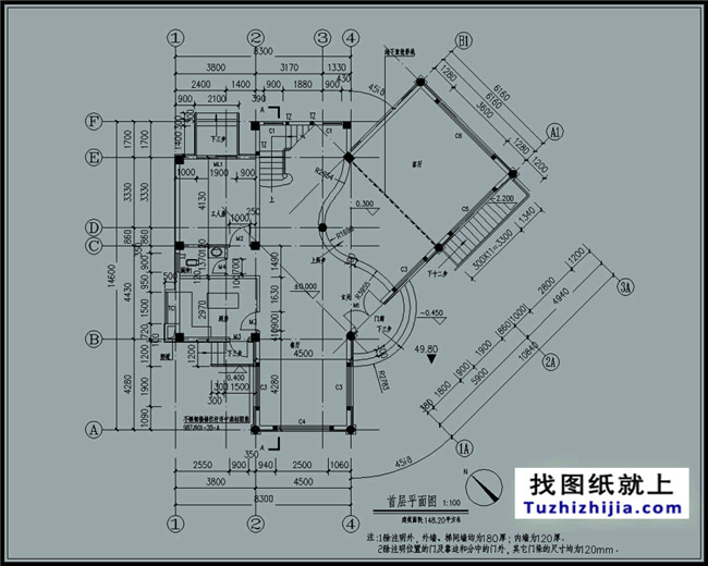 造價:40萬,150平方米現代鋼結構別墅設計圖及效果圖,8X14米
