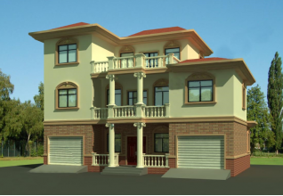 預算造價20多萬的新農村三層施工設計圖紙及外觀效果圖