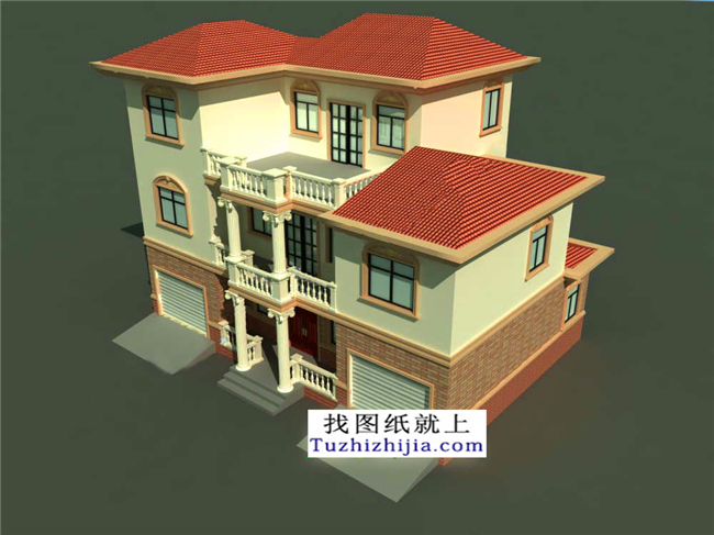 預算造價20多萬的新農村三層施工設計圖紙及外觀效果圖