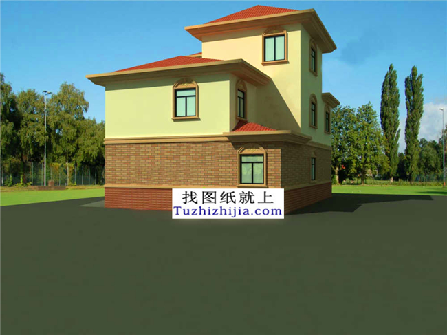 預算造價20多萬的新農村三層施工設計圖紙及外觀效果圖