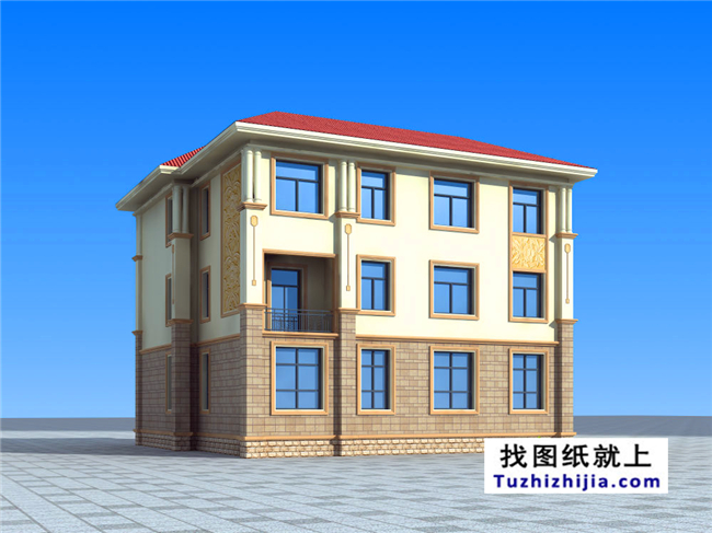  造價50萬以內的新農村三層別墅施工設計圖紙及效果圖