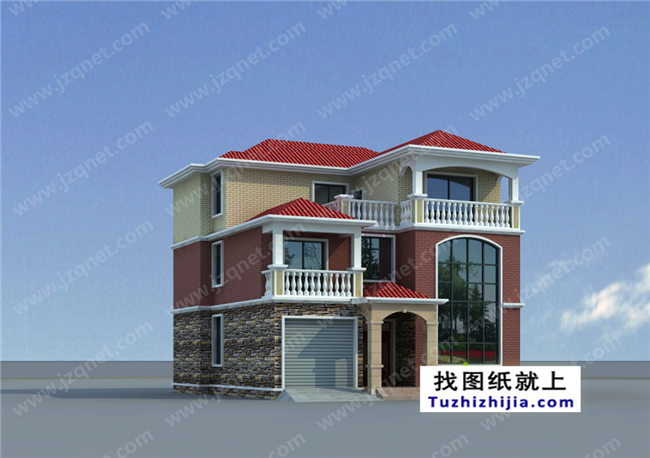 140平方米新農(nóng)村三層別墅設計建筑圖紙及外觀效果圖,12x12米