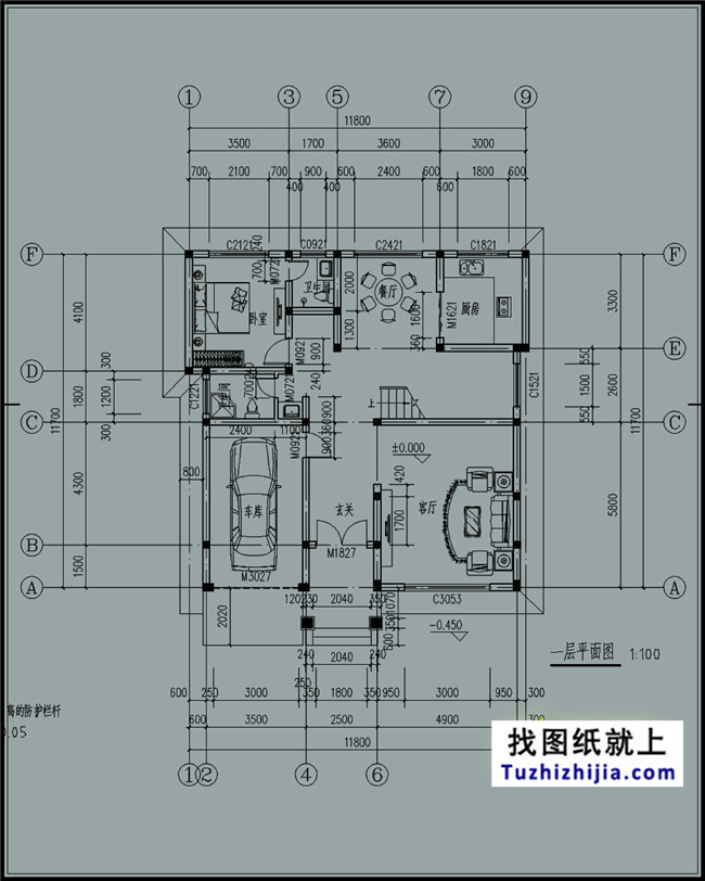 140平方米新農(nóng)村三層別墅設計建筑圖紙及外觀效果圖,12x12米