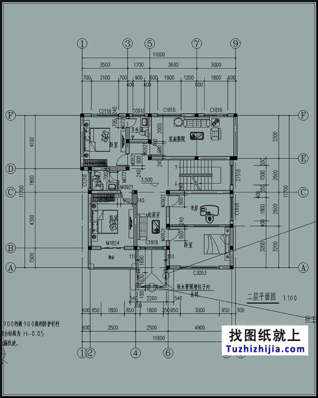 140平方米新農(nóng)村三層別墅設計建筑圖紙及外觀效果圖,12x12米