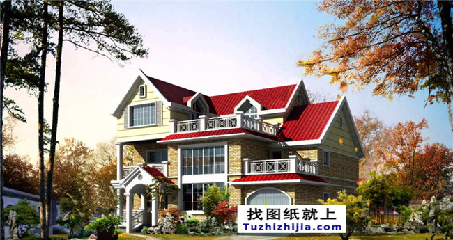 造價20多萬帶閣樓的二層半房屋設計圖紙及外觀效果圖