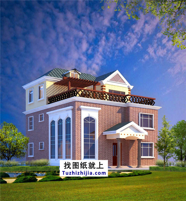 120平方米自建歐式新農村房屋別墅設計圖紙及外觀圖