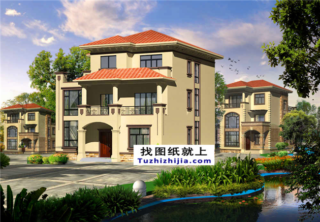 帶閣樓的三層別墅房屋設(shè)計(jì)圖紙及效果圖