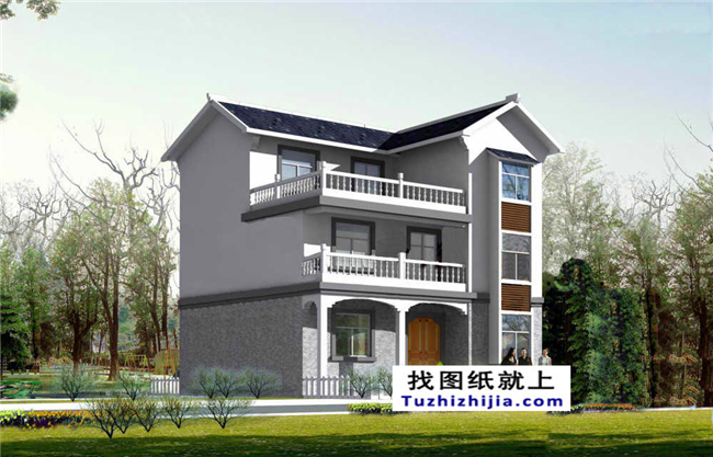 造價預算20多萬的新農(nóng)村三層別墅房屋設計圖紙及效果圖