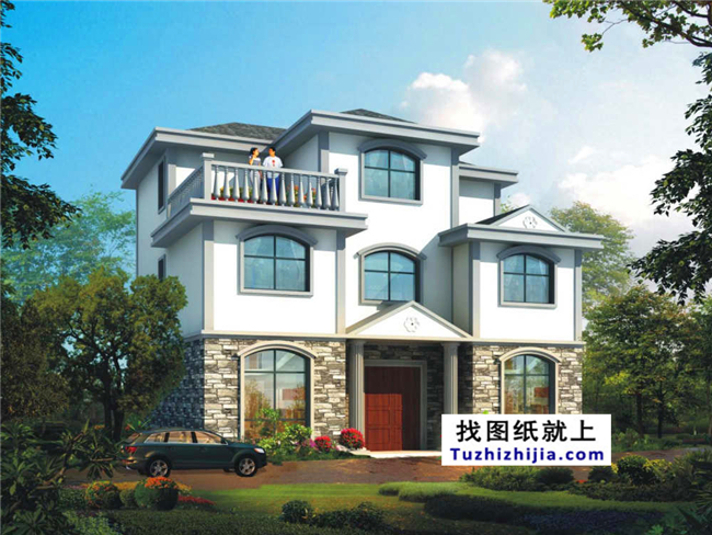 新農(nóng)村三層自建房屋施工建筑設(shè)計(jì)CAD圖紙及效果圖