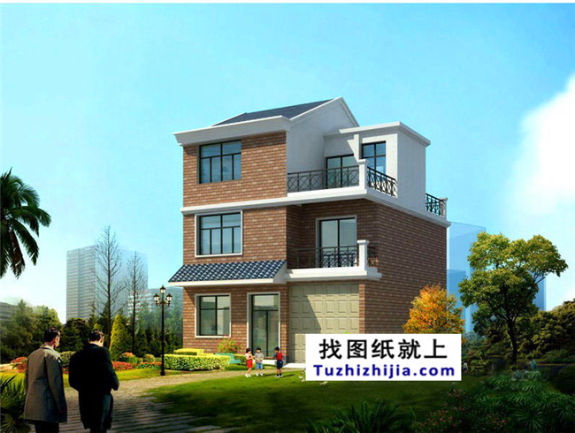 90平方米新農(nóng)村帶車庫三層房屋別墅設(shè)計(jì)圖紙及效果圖