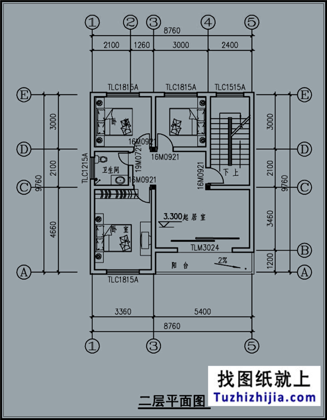 85平方米小戶型三層自建房屋別墅施工設計CAD建筑圖及效果圖