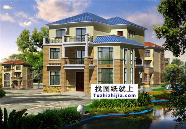 30萬左右的新農(nóng)村自建三層別墅施工設計圖紙及效果圖