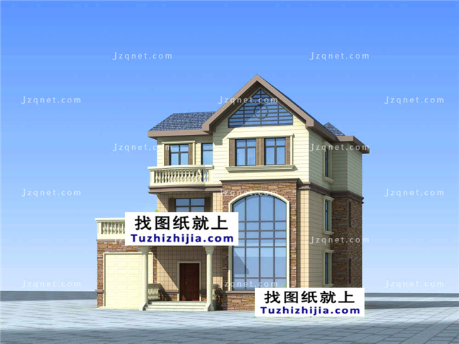 小戶型90平米三層新農村自建房屋設計施工CAD圖紙及效果圖