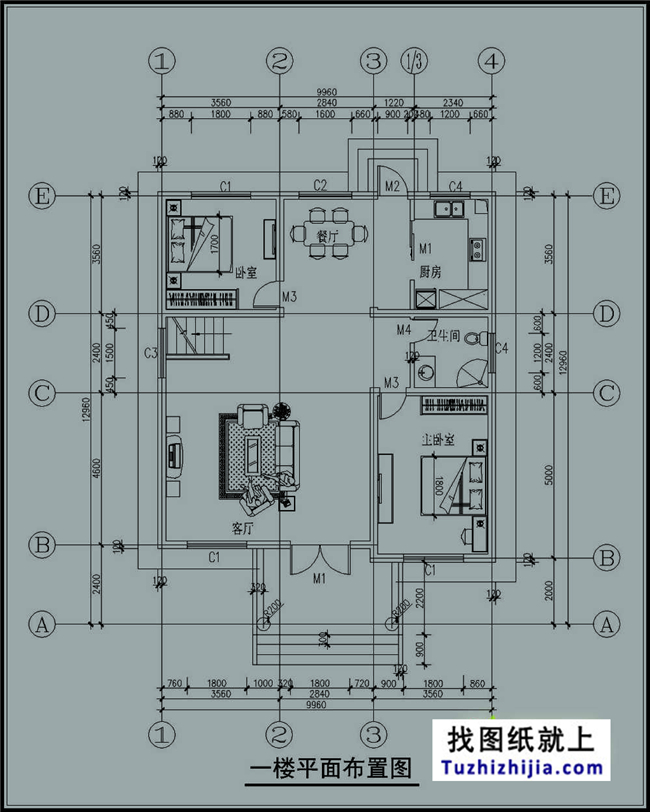 130平方米新農(nóng)村自建三層別墅戶型施工設(shè)計(jì)圖紙及效果圖