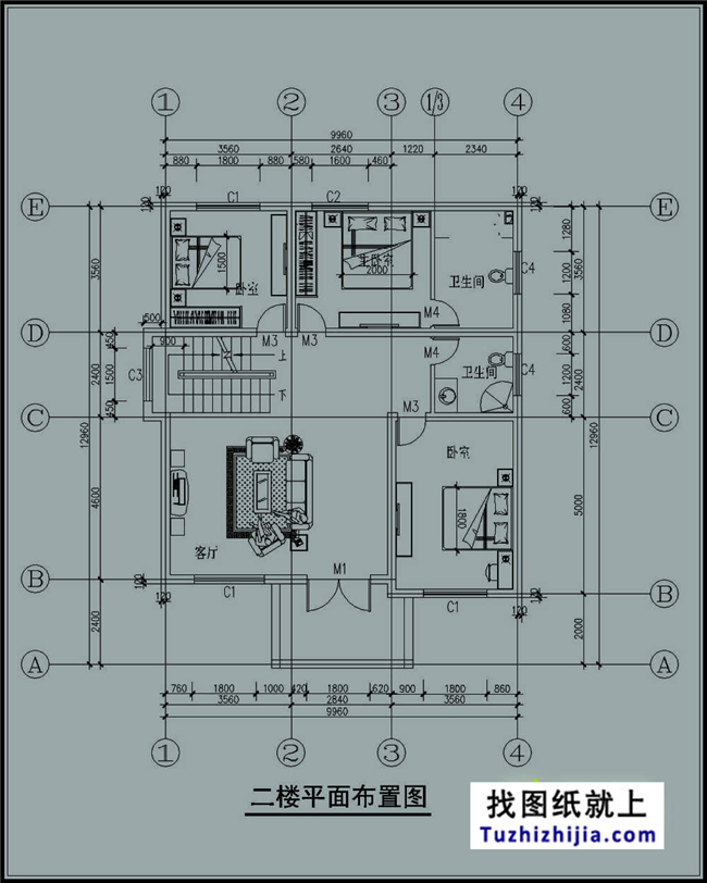 130平方米新農(nóng)村自建三層別墅戶型施工設(shè)計(jì)圖紙及效果圖