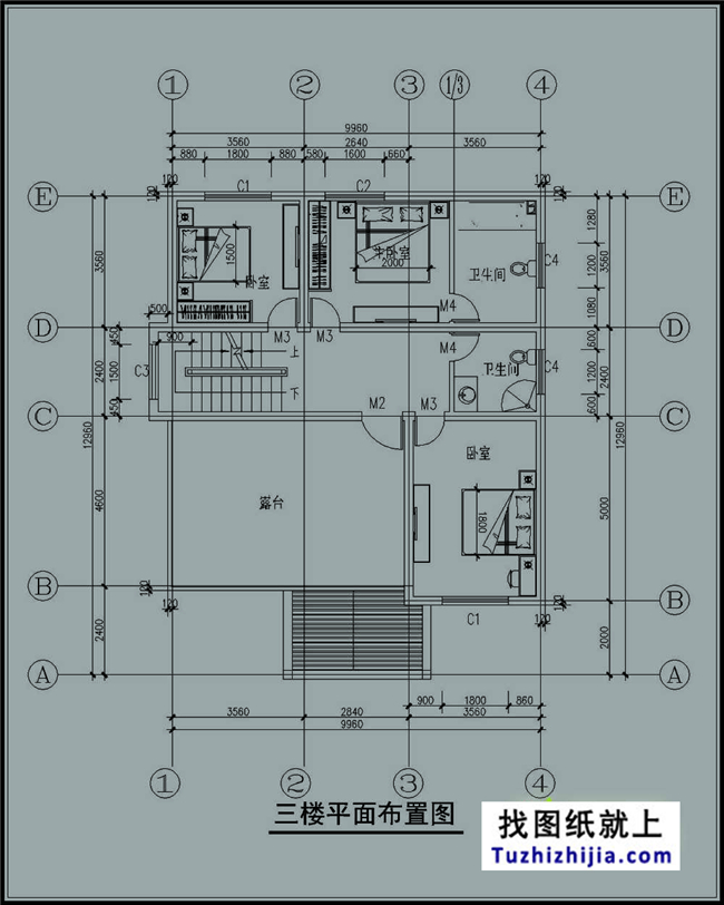 130平方米新農(nóng)村自建三層別墅戶型施工設(shè)計(jì)圖紙及效果圖